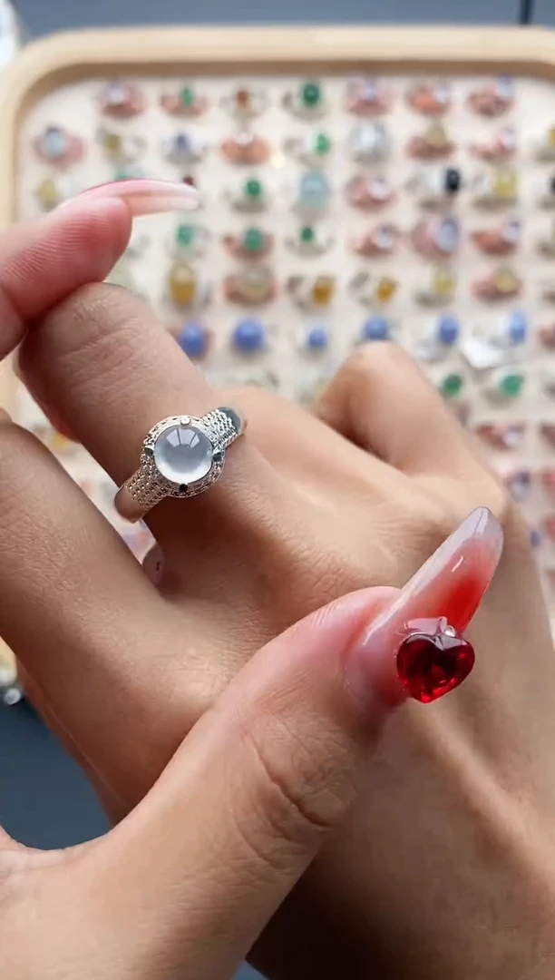 【闪购商品】翡翠戒指未镶嵌缅甸天然A货翡翠444 2+2