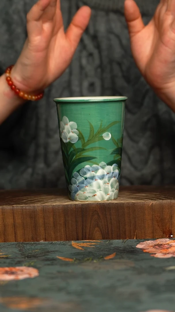 杯釉下彩手工手绘同款陶器
