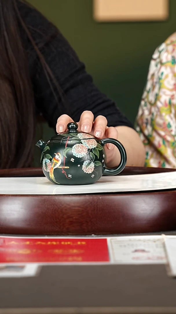 茶壶紫砂38杨建英 绣球西施 绿泥柴烧200cc