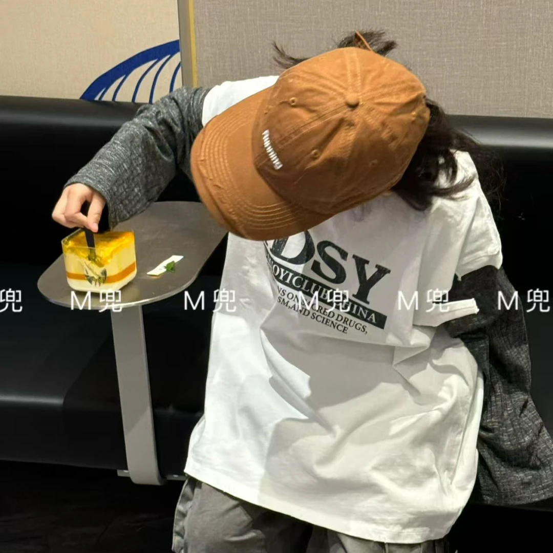 SUOYI 设计师款破边字母印花男女同款儿童背心