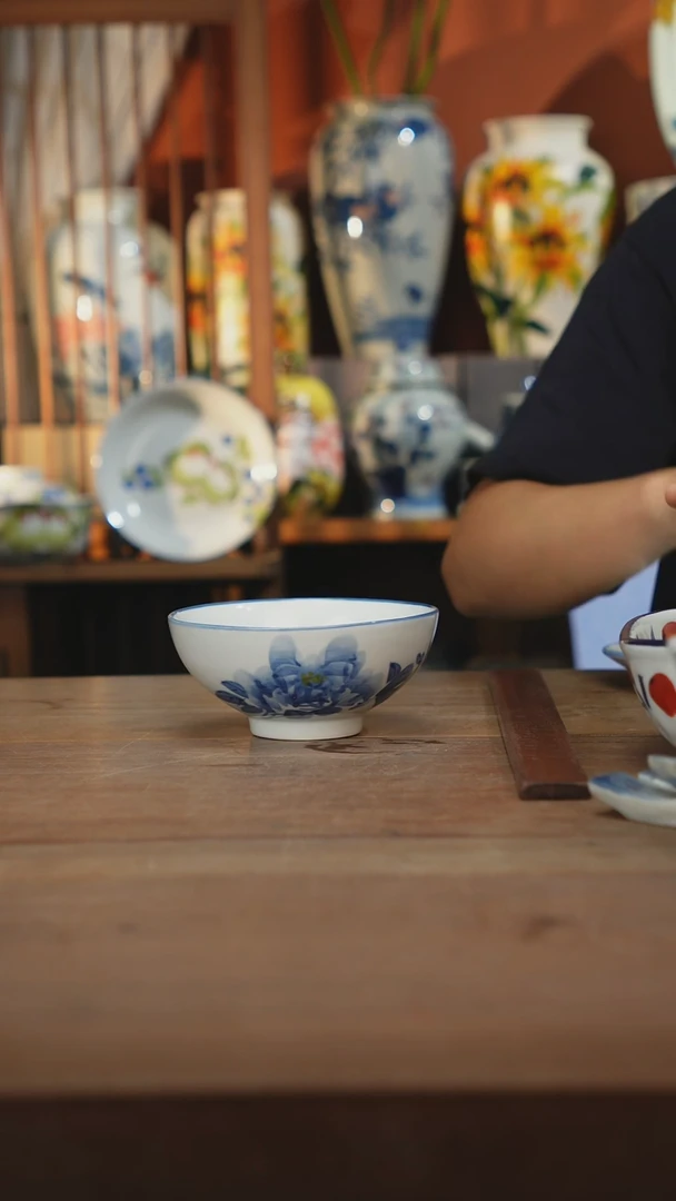 瓷片【简家甄选】景德镇设计师釉下手绘陶瓷餐具