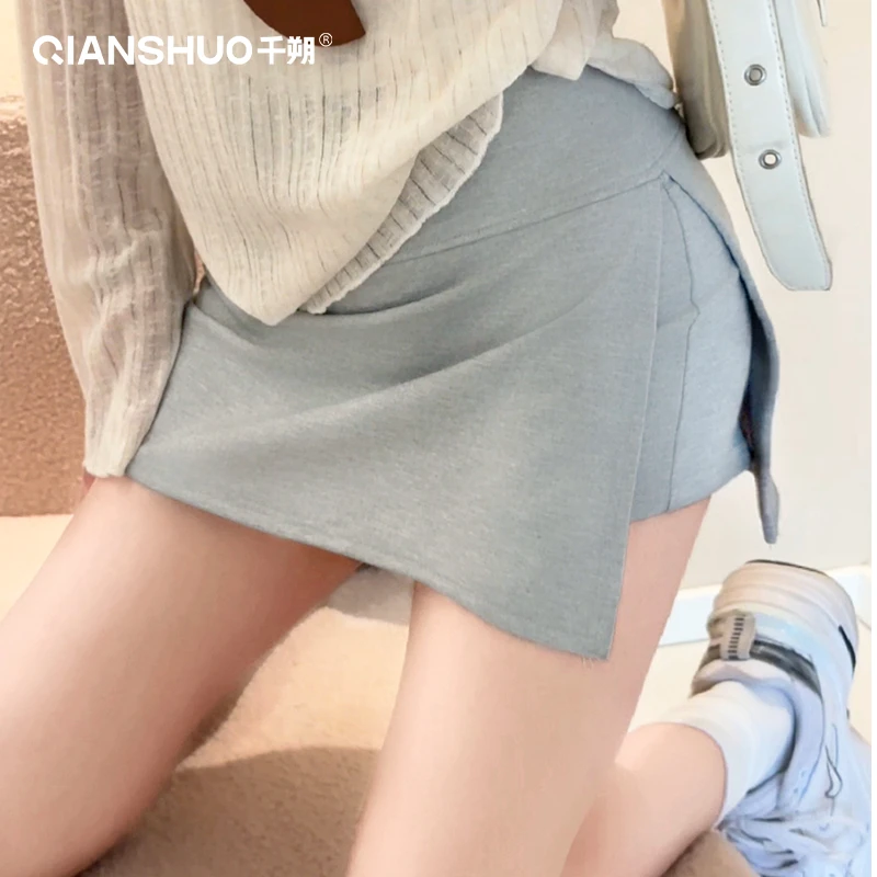 千朔a字半身裙女早秋辣妹风裙裤高腰显瘦包臀裙开叉防走光运动裙