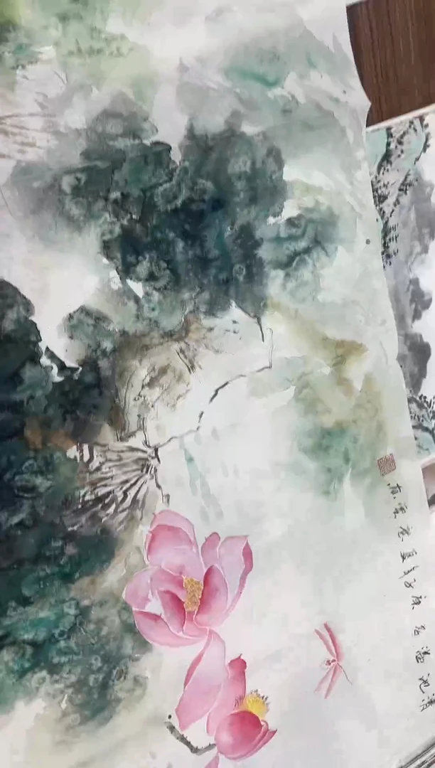 国画阿豪专属链接-没骨荷花