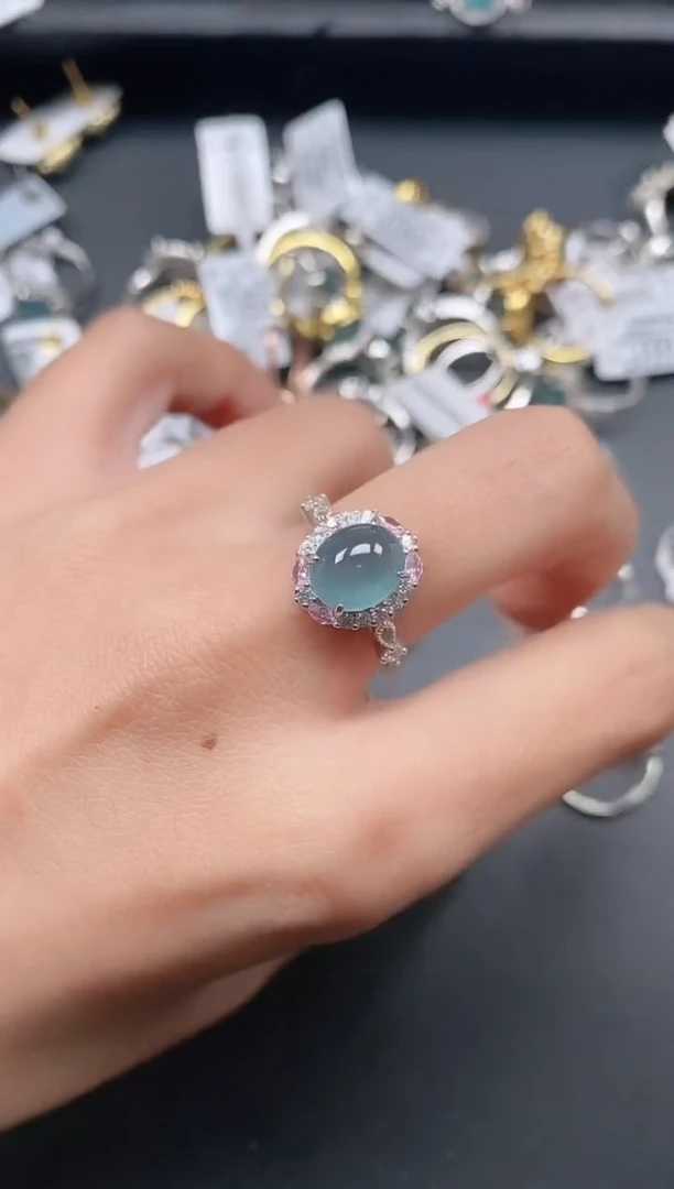 银S925镶嵌戒指翡翠111