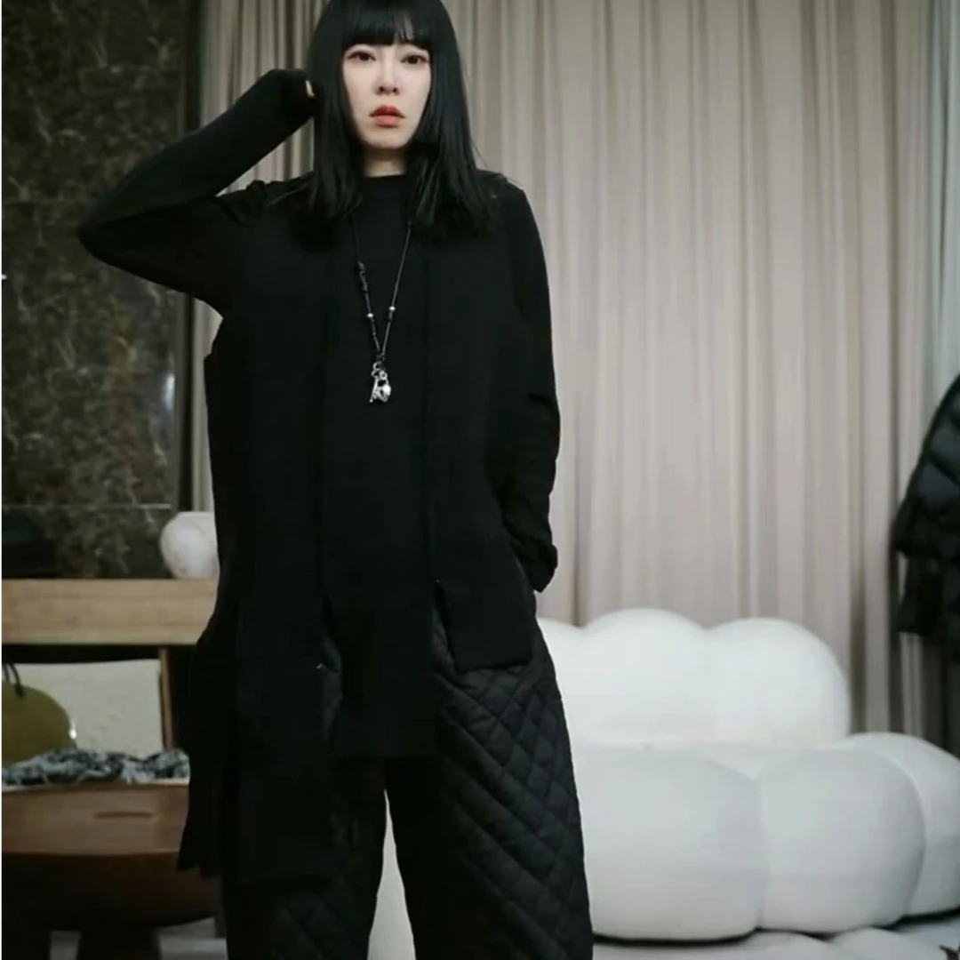 infobyfive福利冬季新款小破衫不规则竖条毛衣马夹马甲2DK2820