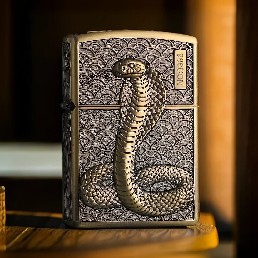 ZORRO佐罗正品青铜盘蛇煤油防风打火机盔甲创意复古送礼男友礼物