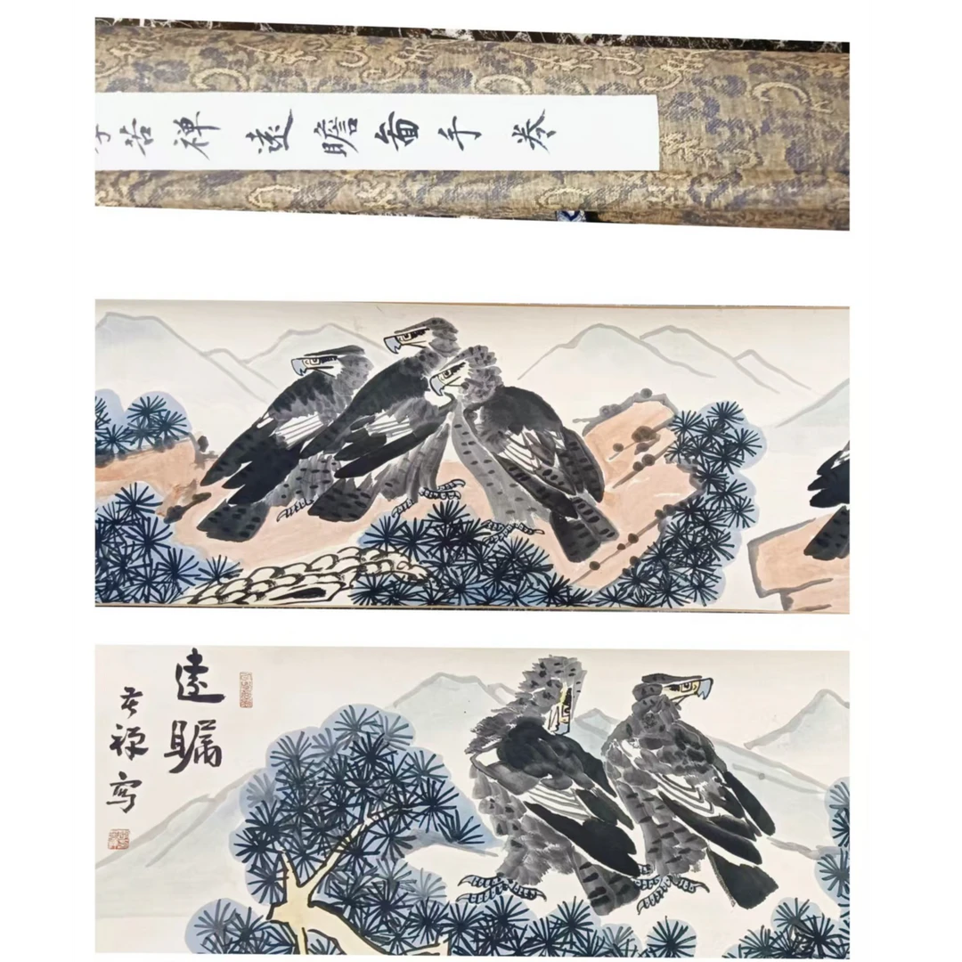 李 款松鹰小长卷400*35约12.6平尺