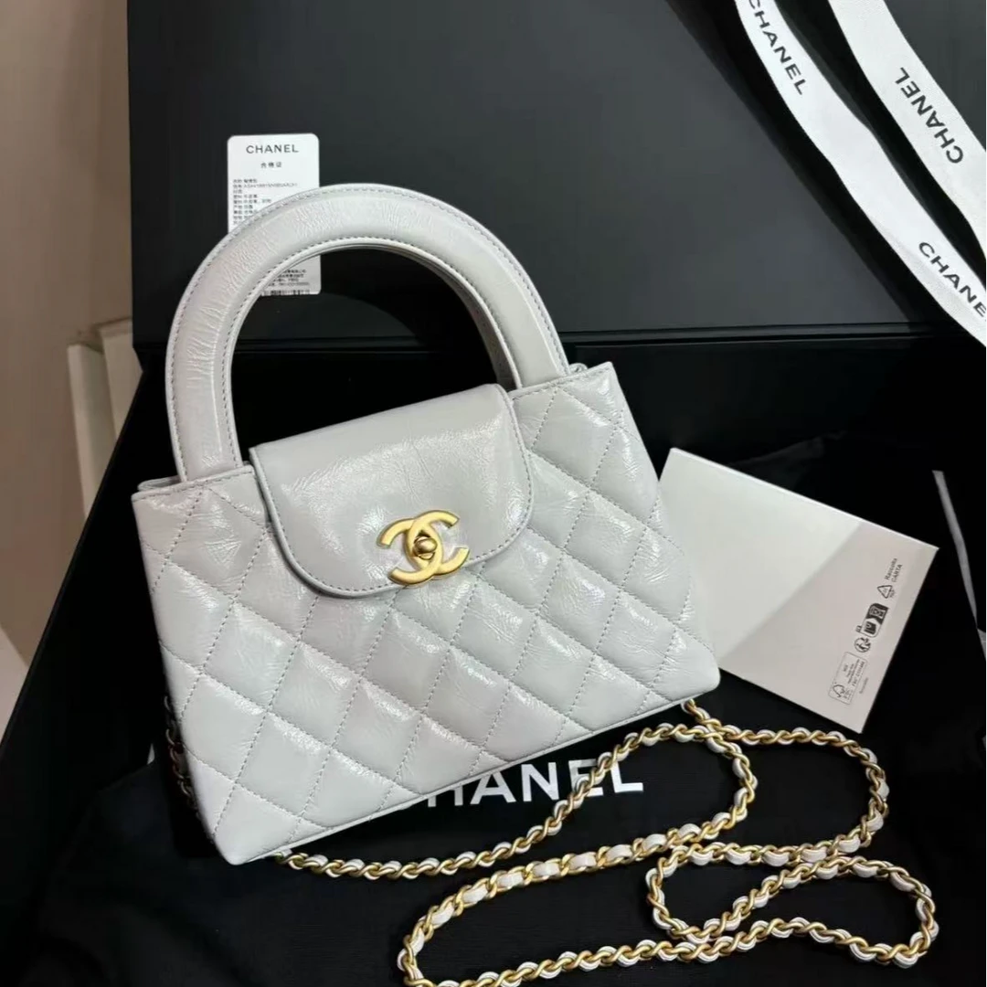 95新 Chanel/香奈儿 25c Kelly大号灰色牛皮芯片款 96462950