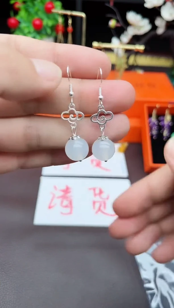 玛瑙/玉髓耳饰银S925镶嵌101000