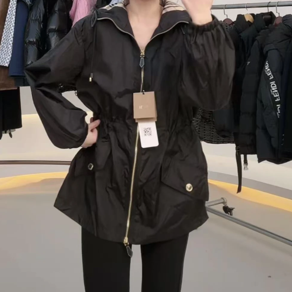 全新未使用 BURBERRY/博柏利 Burberry 抽绳尼龙夹克 黑色