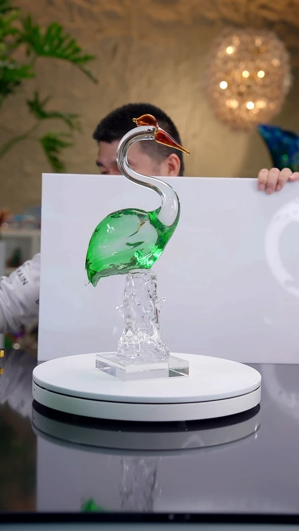 摆件祖母绿色设计款仙鹤摆件