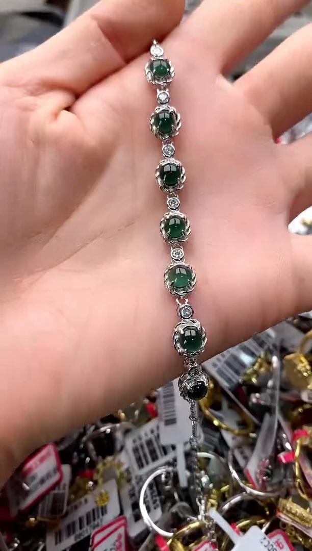 【闪购商品】翡翠戒指银S925镶嵌6666666    7