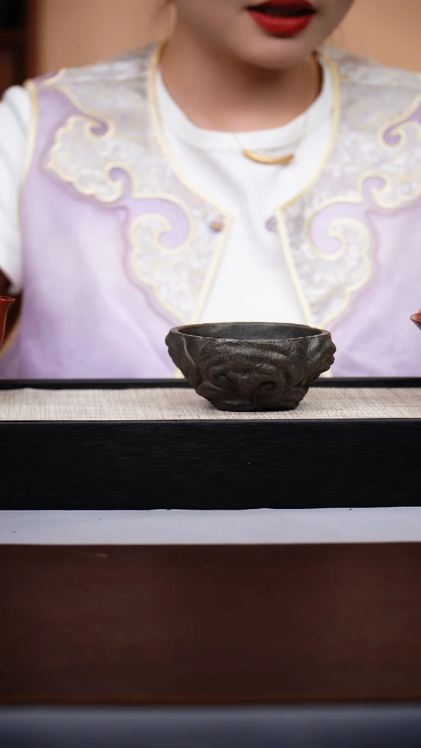 茶壶紫砂古渡乌泥柴烧灵芝主人杯