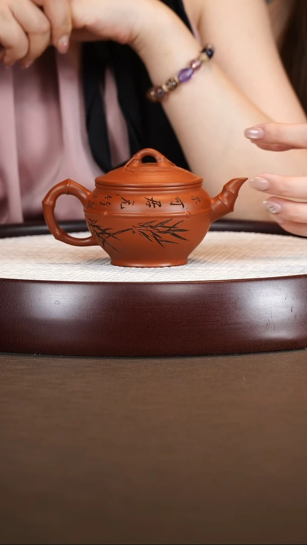 茶壶紫砂李霓/小红泥/小竹节/150CC
