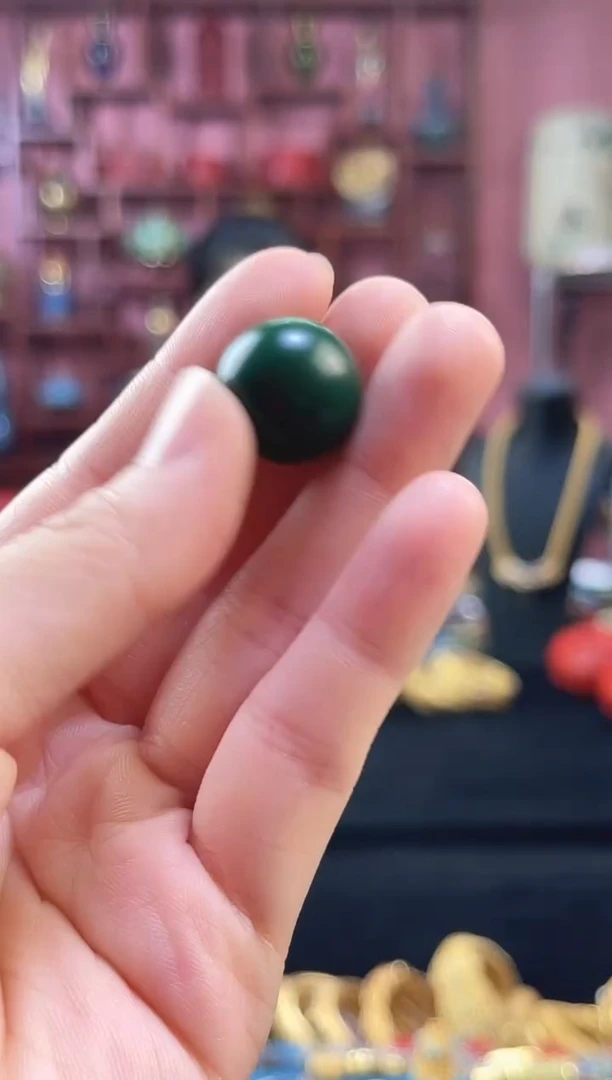 非遗 大漆珠子 素珠绿色1.6带链
