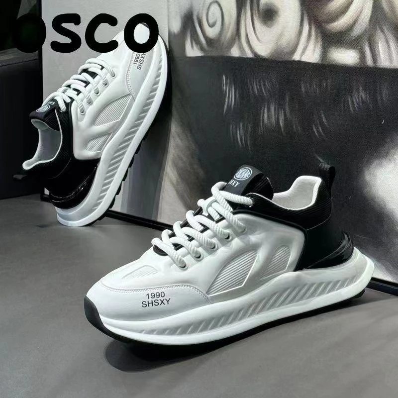 男鞋2025春季透气新款小白鞋厚底软底防滑潮流板鞋百搭休闲运动鞋