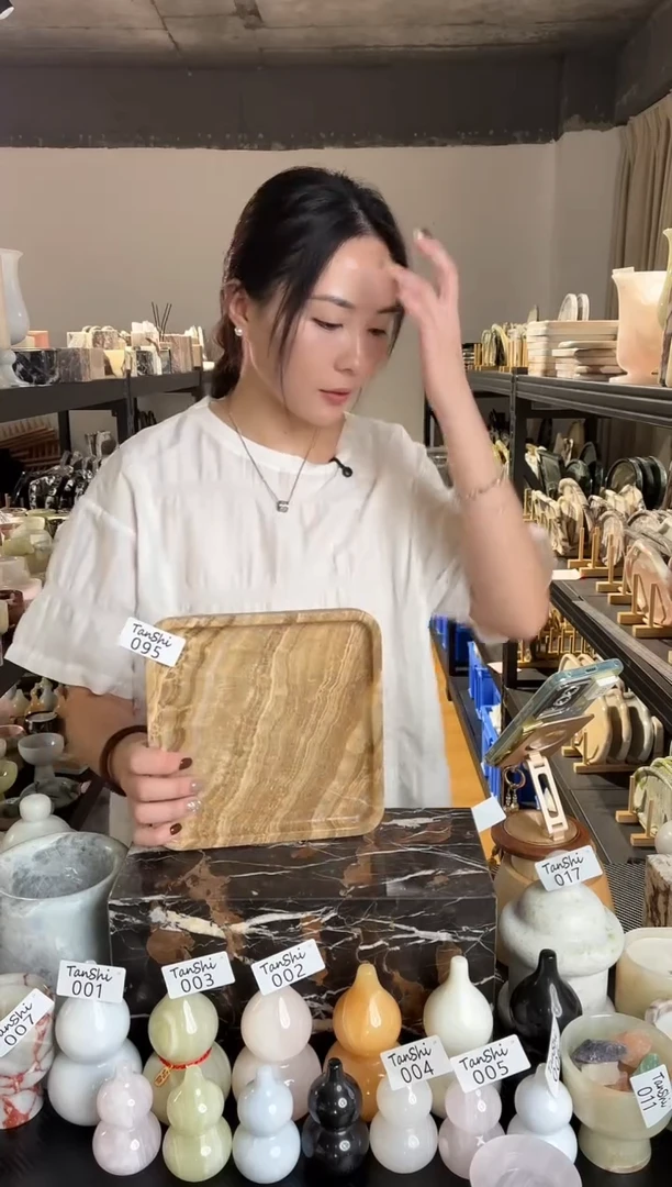 石材095玉洞石方盘