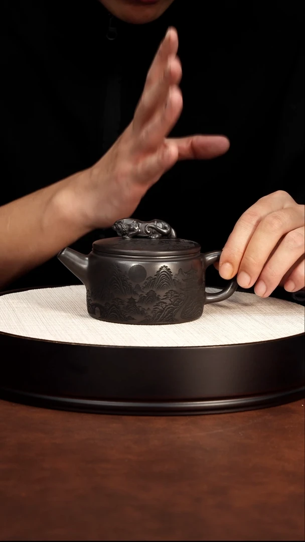 茶壶紫砂宜兴紫砂汉瓦石黄