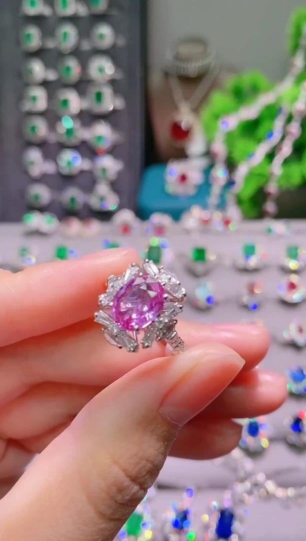 18K金戒指彩色蓝宝石18K金镶嵌曦*.