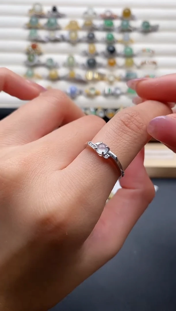 银S925镶嵌戒指翡翠777777+3