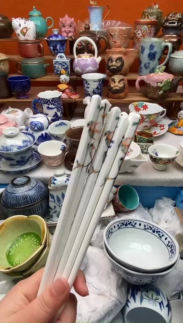 瓷片九谷小鸟筷子5双