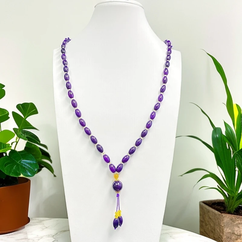 Z05尺寸约11X8mm58颗天然正品玛瑙玉石紫龙醇米珠设计款项链