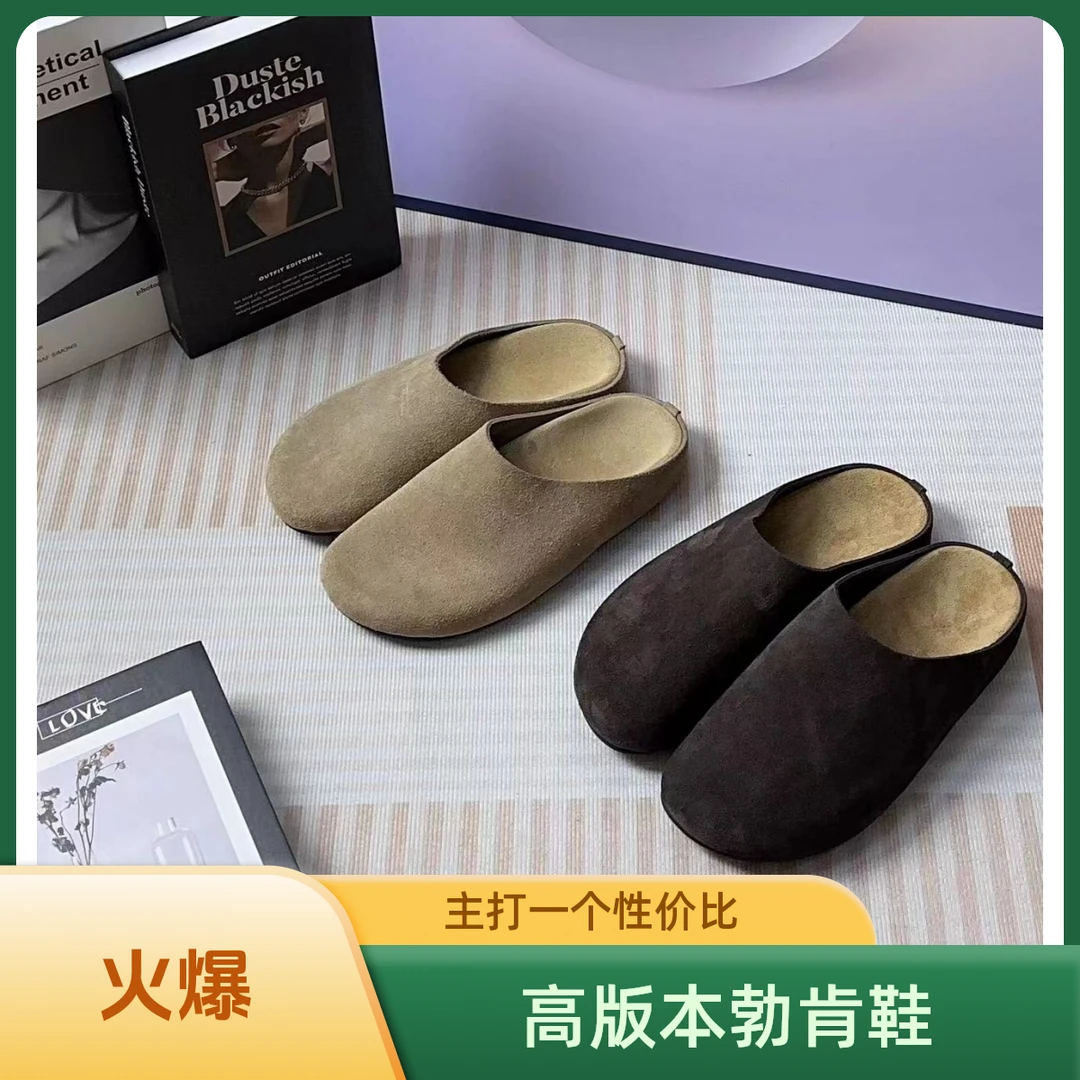 东莞乐乐鞋子女款爆款新款勃肯博肯鞋牛皮半拖穆勒鞋夏季勃肯鞋