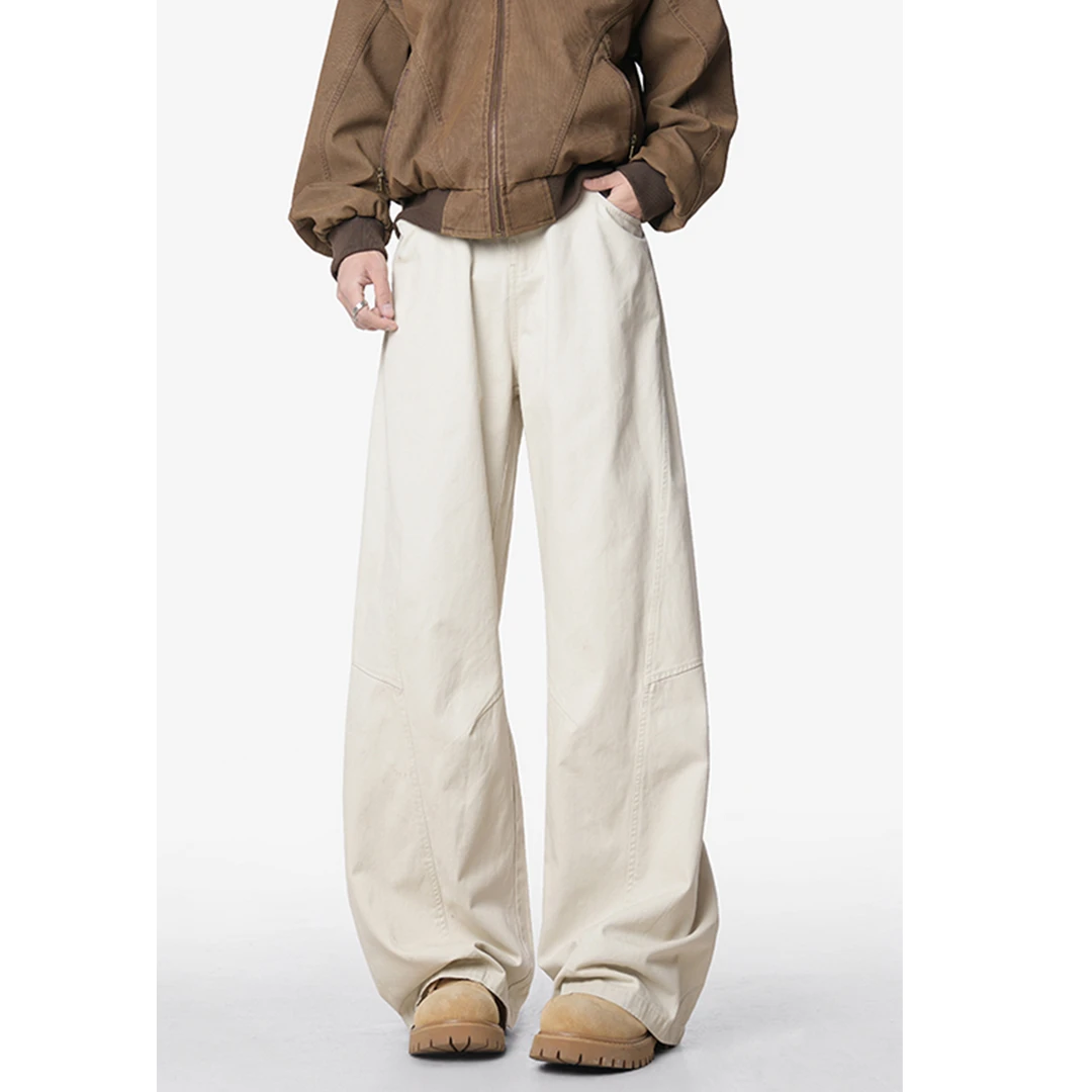 北港飞鸟美式复古阔腿工装裤男2025春新款痞帅宽松直筒休闲长裤