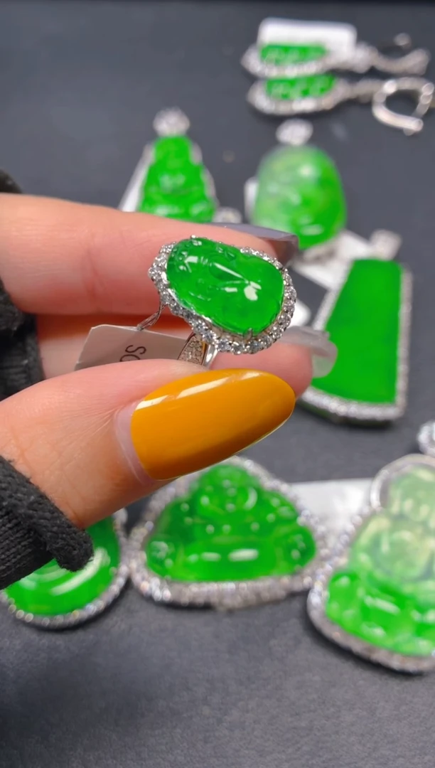 银S925镶嵌戒指翡翠1