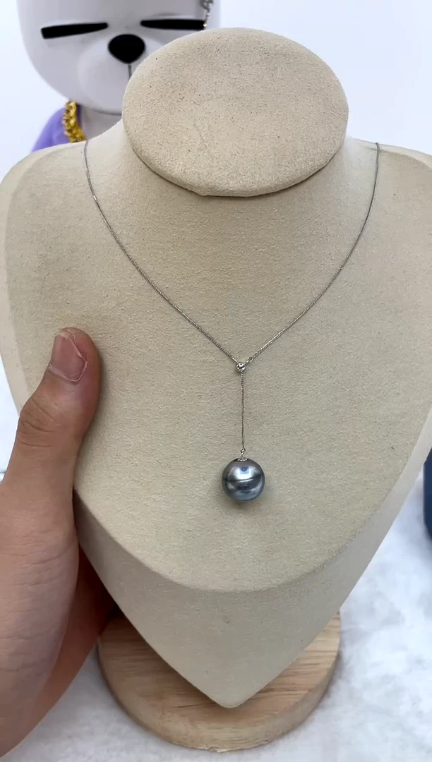 颈饰18K金镶嵌海水珍珠12-13
