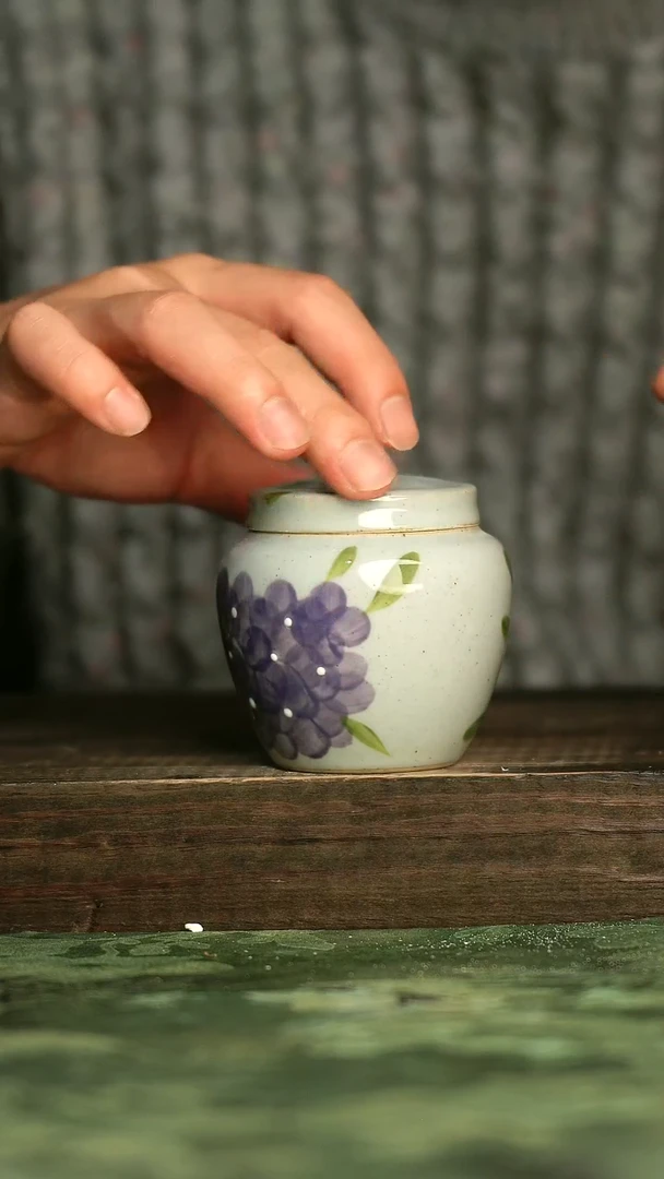 陶瓷青诗集手工手绘瓷器