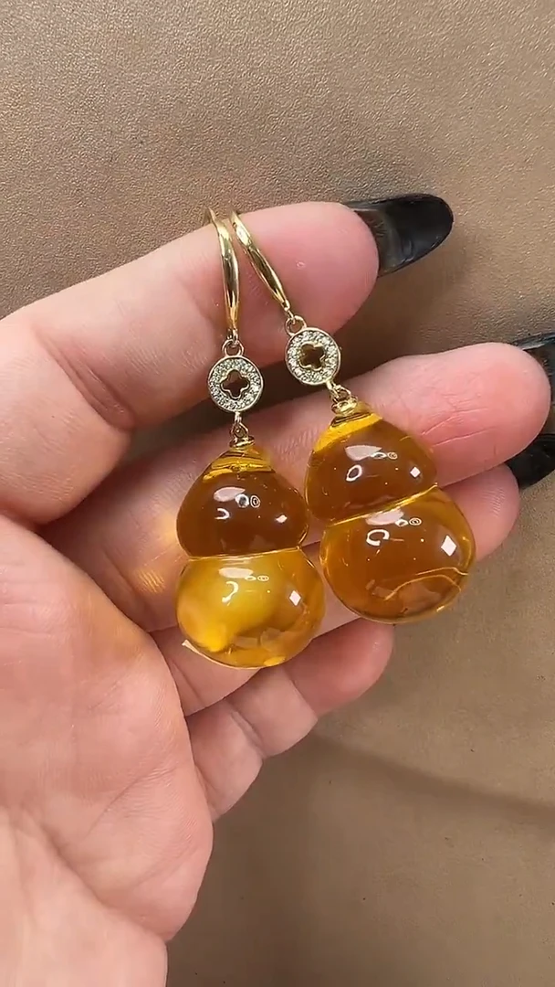 琥珀颈饰未镶嵌耳环
