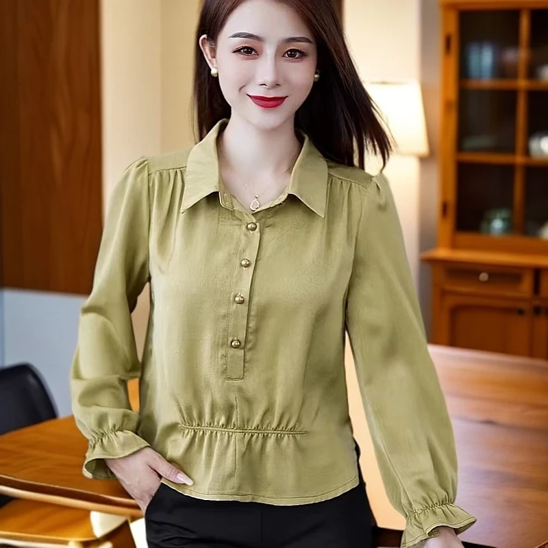 2025春夏新款时尚宽松气质减龄显瘦设计感洋气套头衬衫小众收腰