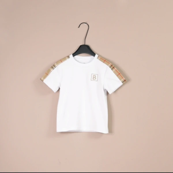 纯棉巴+溜肩格纹纯棉短袖春夏圆领新品T恤D115301