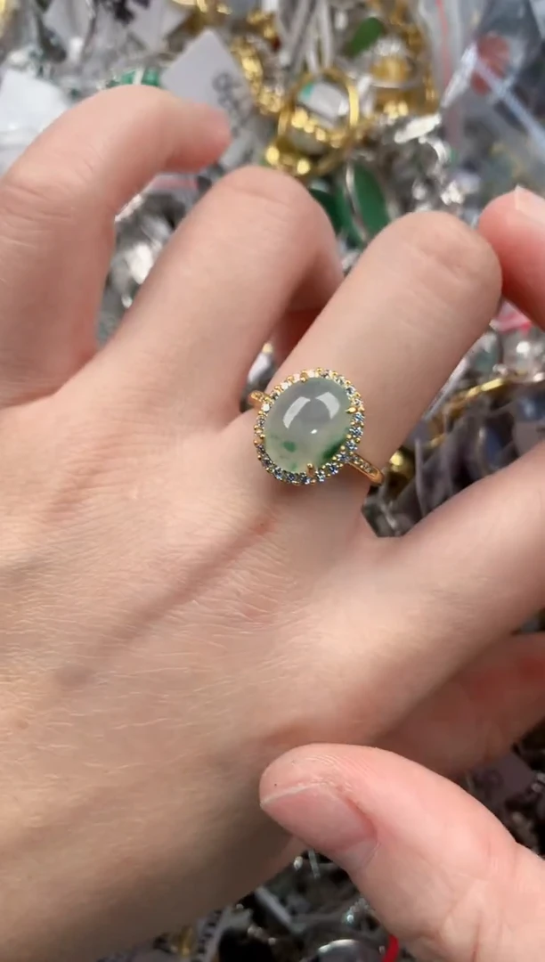 银S925镶嵌戒指翡翠1111---10