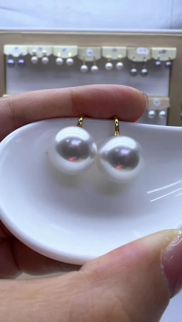银S925镶嵌淡水珍珠耳饰98-