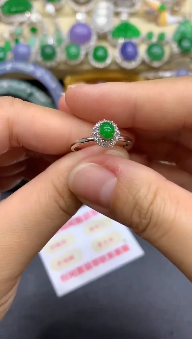 18K金镶嵌戒指翡翠348-中国好珍宝