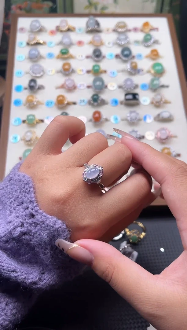 【闪购商品】翡翠戒指银S925镶嵌天然A货翡翠戒指