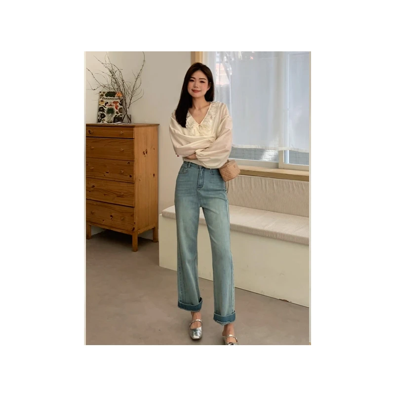 48H瘦腿裤/高个子加长侧边压线设计九分四面弹牛仔裤女 SP040