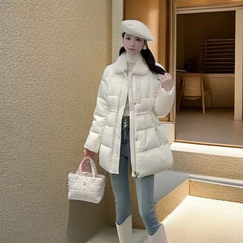 冬新款女进口毛领加厚抽绳显瘦外套Y104