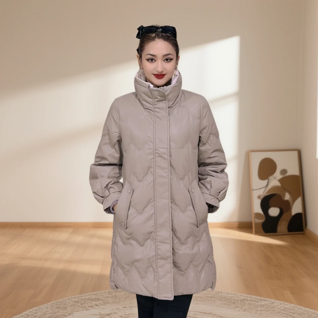最新款高端长袖女士收腰立领女装外套大衣