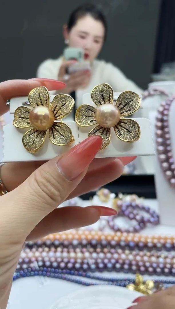 未镶嵌胸针淡水珍珠中国红设计款胸针