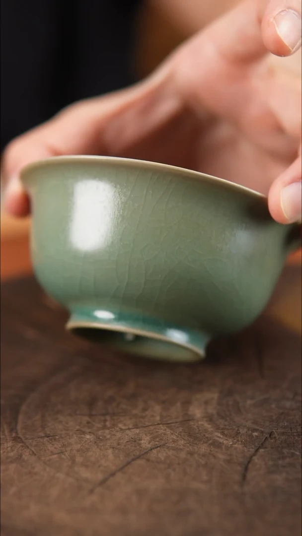 汝瓷 柴烧 压手杯