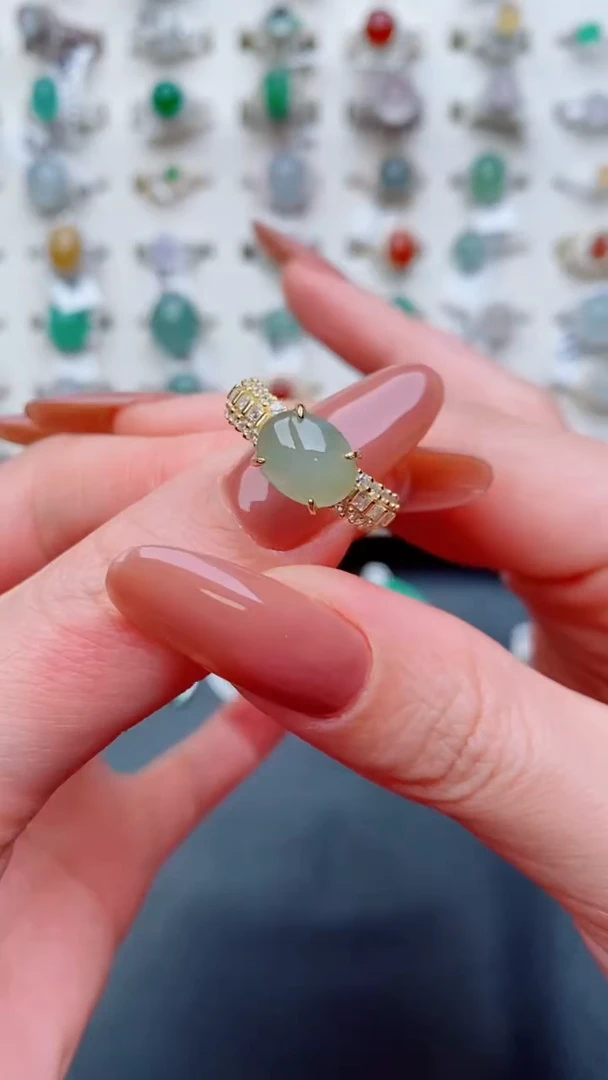 银S925镶嵌戒指翡翠...