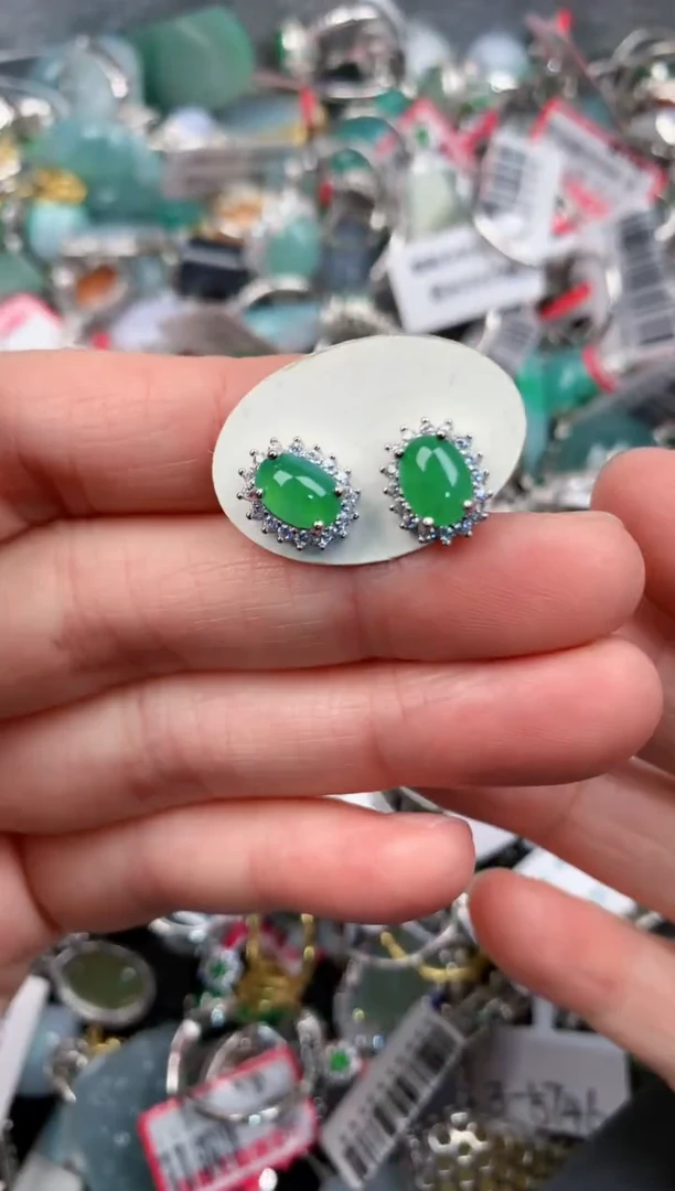 银S925镶嵌戒指翡翠999---2