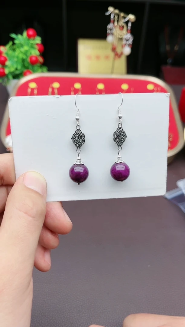 【闪购商品】玛瑙/玉髓耳钉银S925镶嵌202000