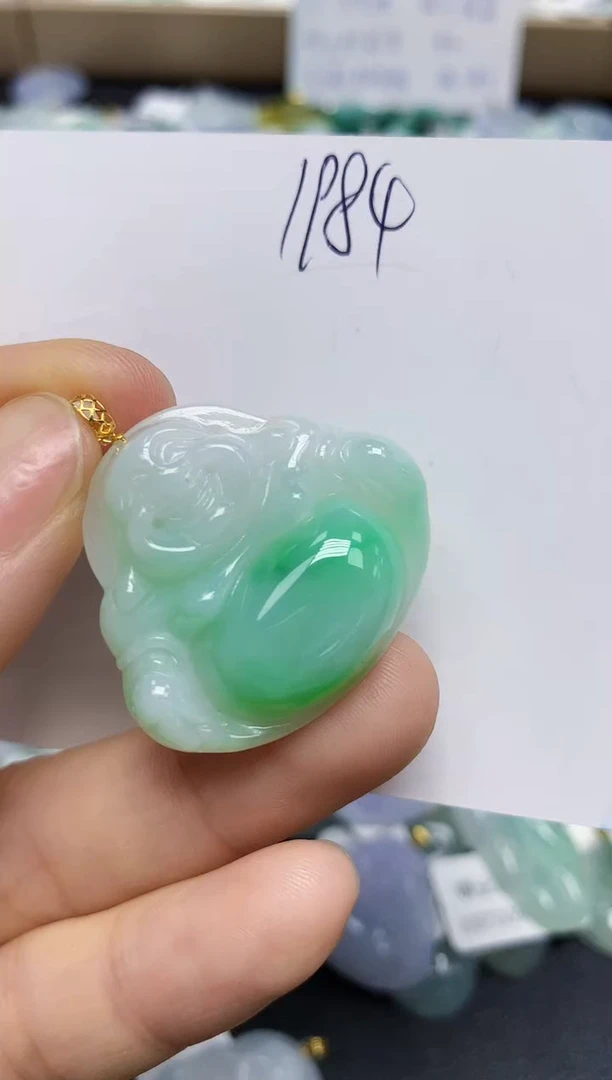 翡翠18K金镶嵌颈饰天然缅甸翡翠A货