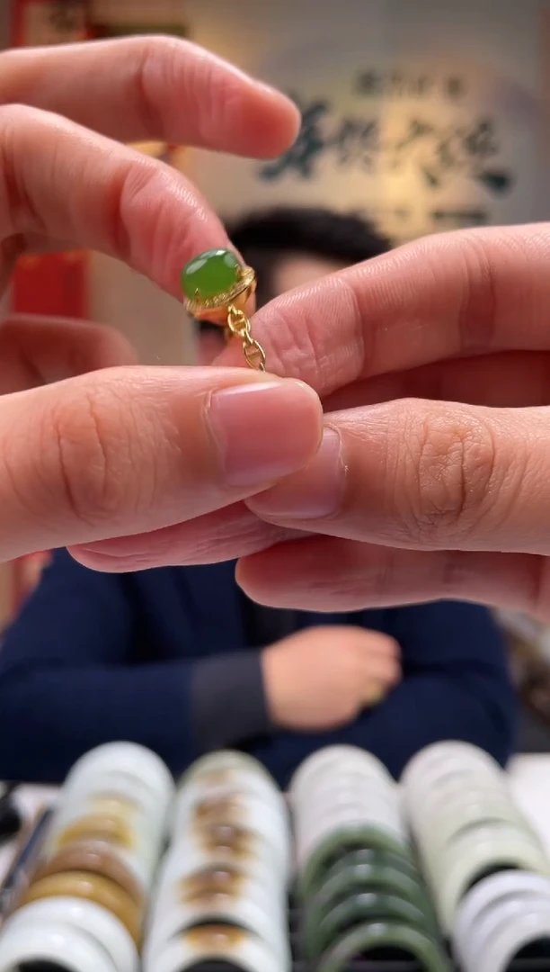 【闪购商品】和田玉（碧玉）戒指银S925镶嵌碧玉戒指一件