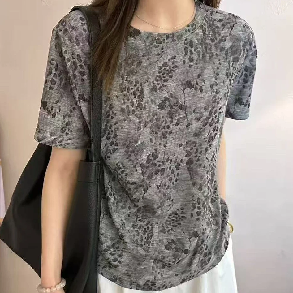 967灰色花色小衫T恤HME(衣长58)