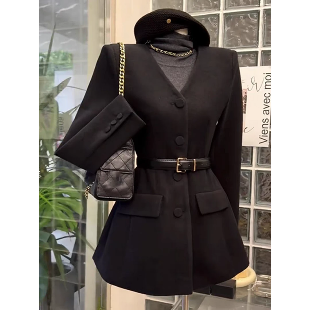 轻熟简约风气质修身V领加厚外套女装秋冬新款休闲巨好看上衣